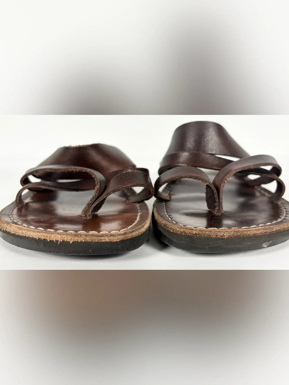 Jerusalem Sandals Dark Brown Leather Strappy Slip On Sandals